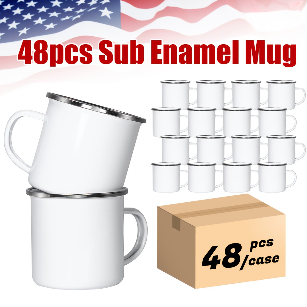 Sublimation Mug White - 48pcs 11.83oz Sublimation White Enamel Handle