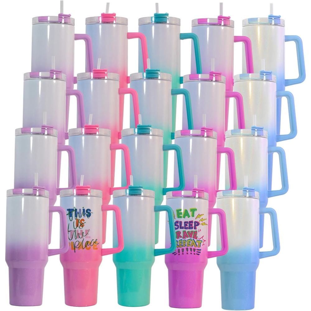 Water Bottle Blank - 40 oz Sublimation Tumbler with Handle