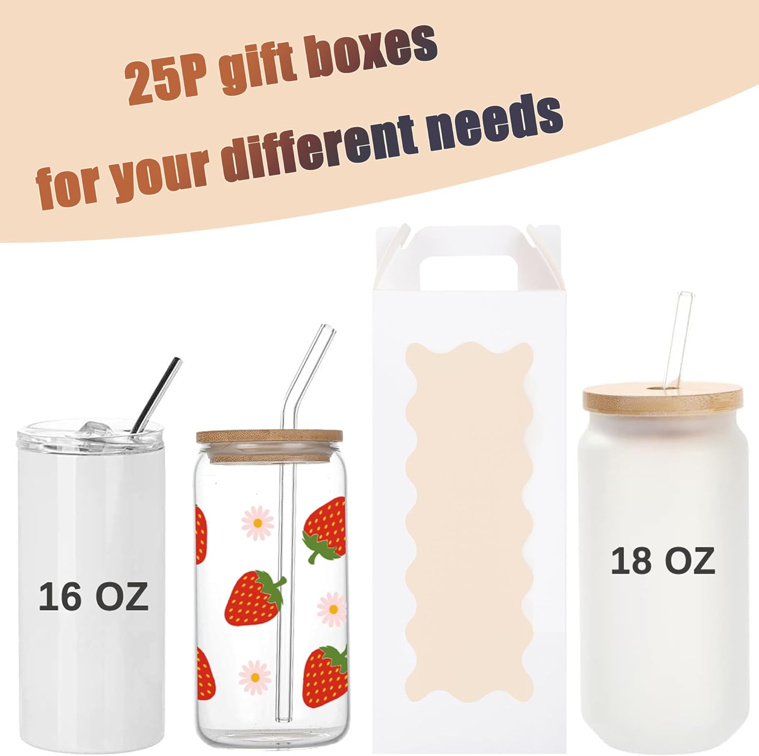 25 Pack Tumbler Gift Boxes wit - Tumbler 20Oz White 리뷰 및 가격