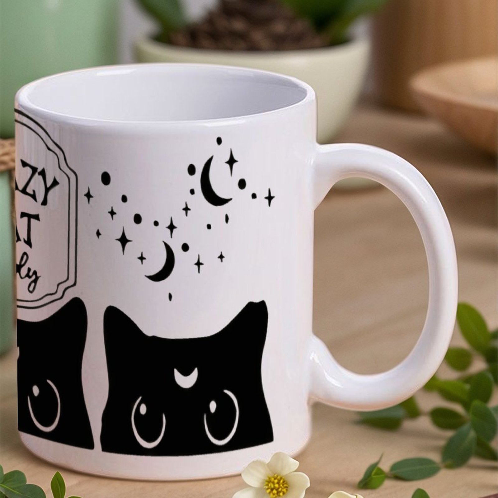 Three Black Cats With Crescent - Sublimation Mug White 리뷰 및 가격
