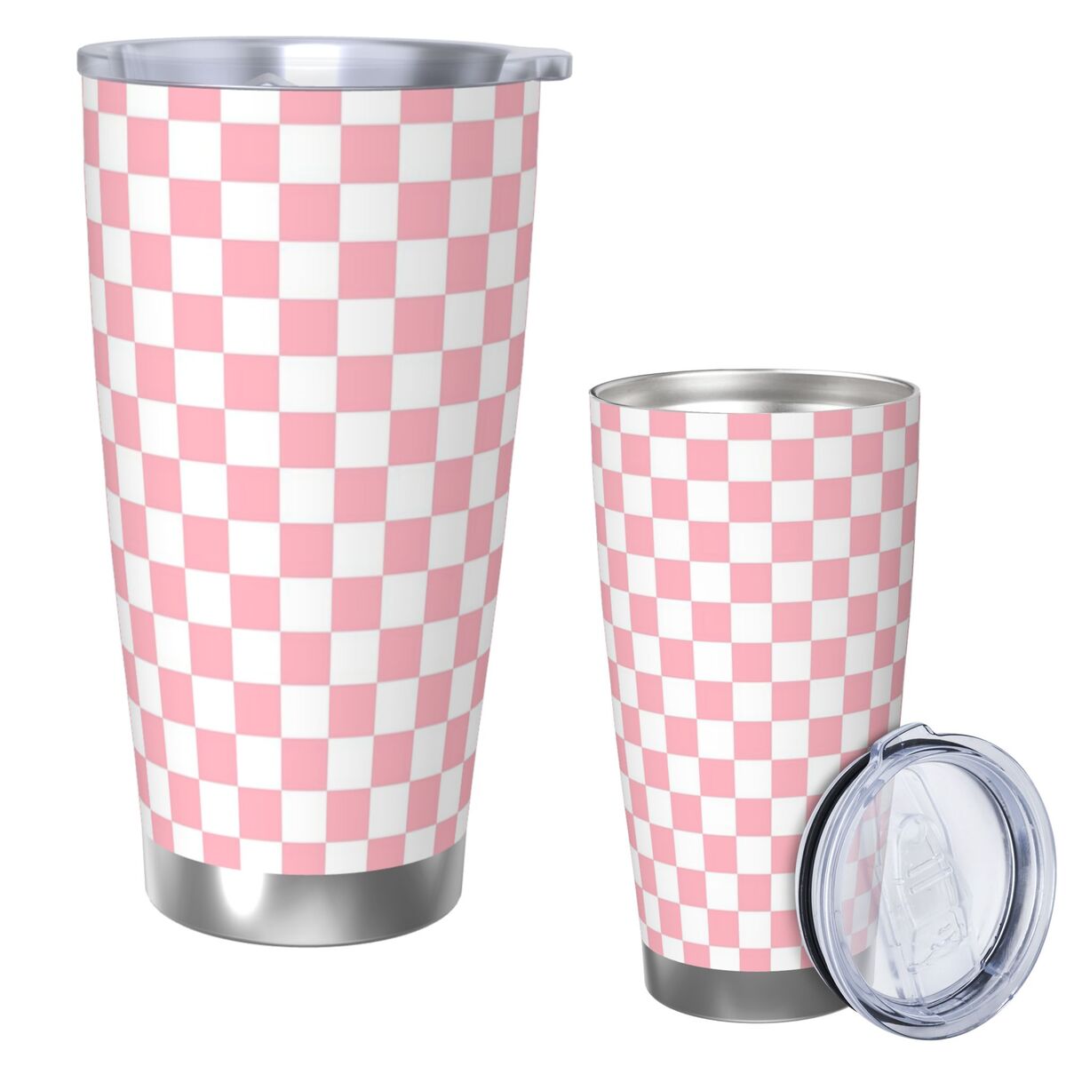Pink White Checkerboard Patter - Tumbler 20Oz White 리뷰 및 가격