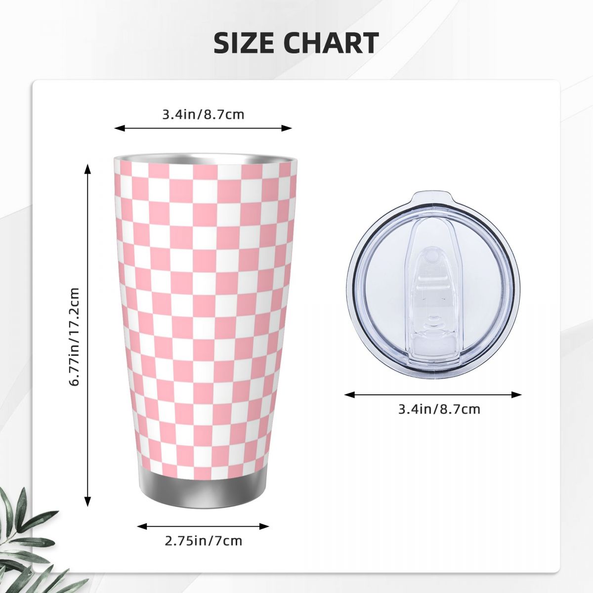 Pink White Checkerboard Patter - Tumbler 20Oz White 리뷰 및 가격