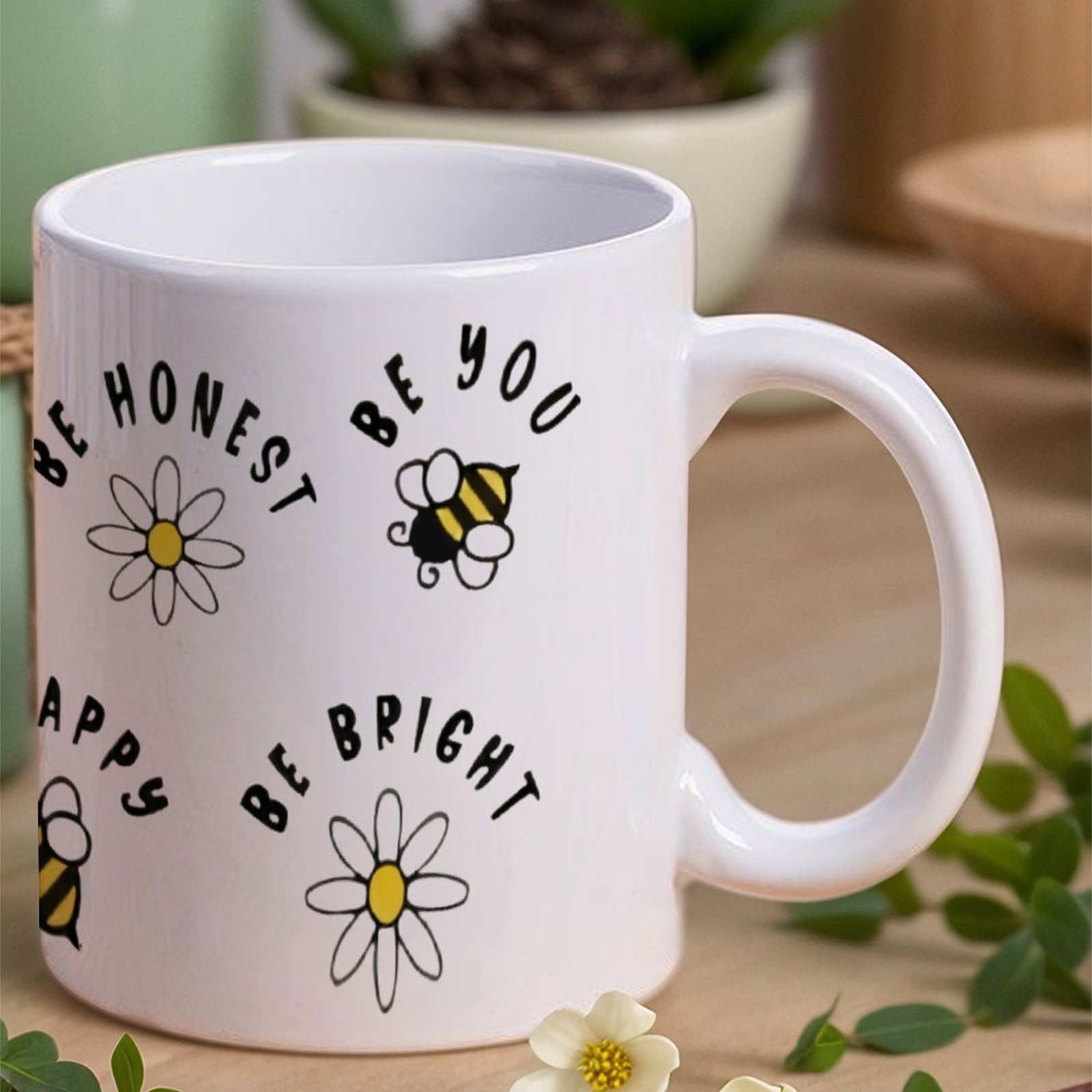 Four Stickers With Bees And Da - Sublimation Mug White 리뷰 및 가격
