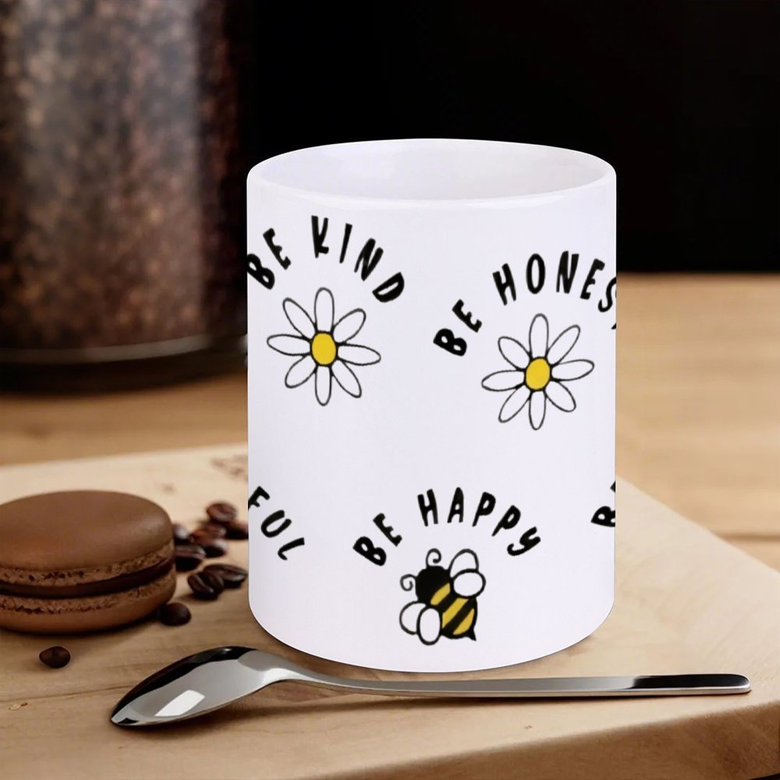 Four Stickers With Bees And Da - Sublimation Mug White 리뷰 및 가격