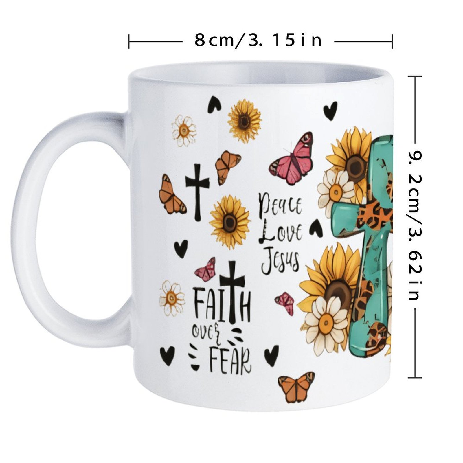 A Cross Surrounded By Sunflowe - Sublimation Mug White 리뷰 및 가격