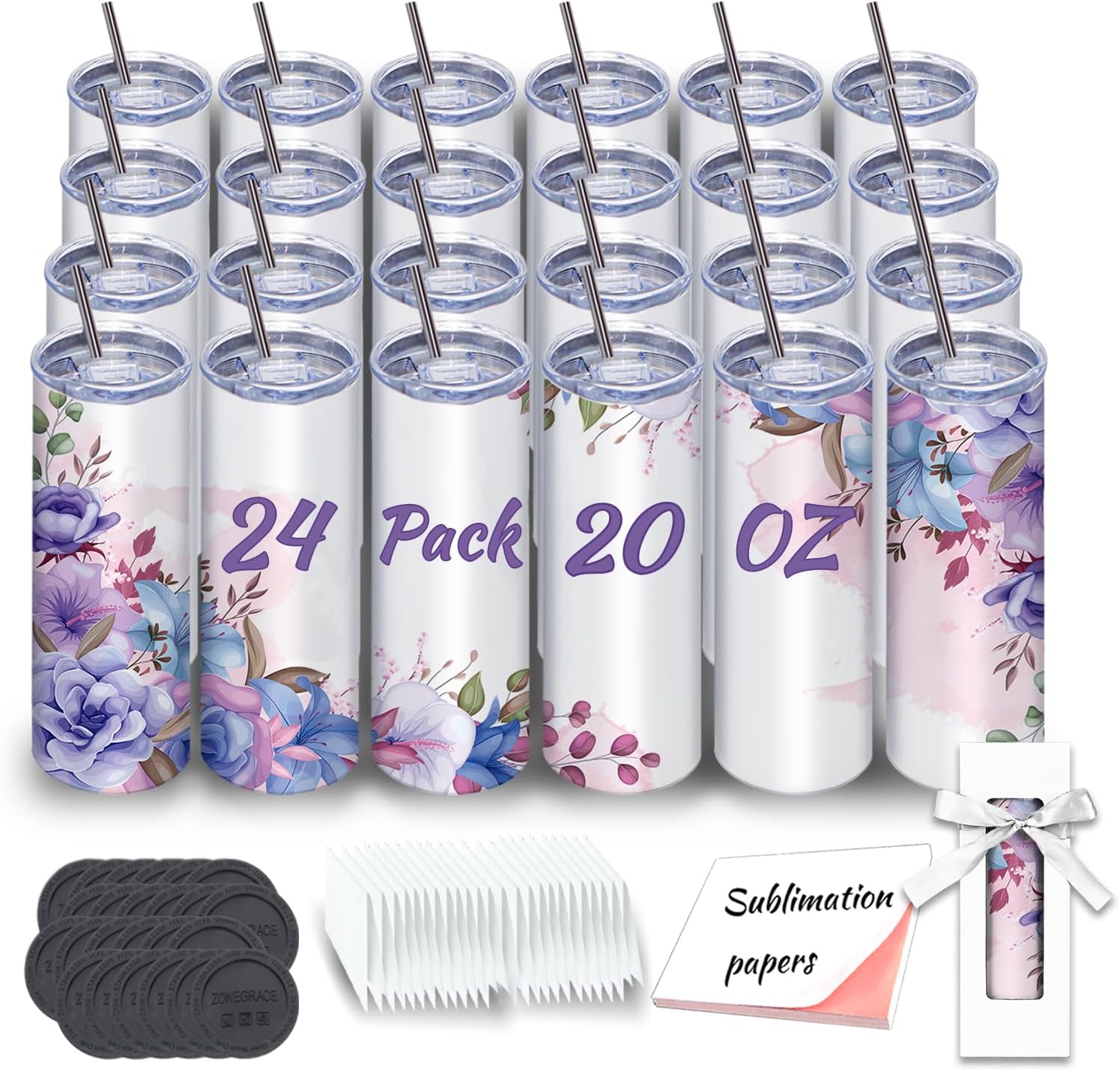 24 Pack 20 oz Straight Sublima - Tumbler 20Oz White 리뷰 및 가격