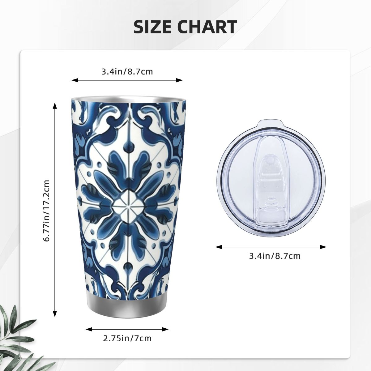 Blue And White Majolica Patter - Tumbler 20Oz White 리뷰 및 가격