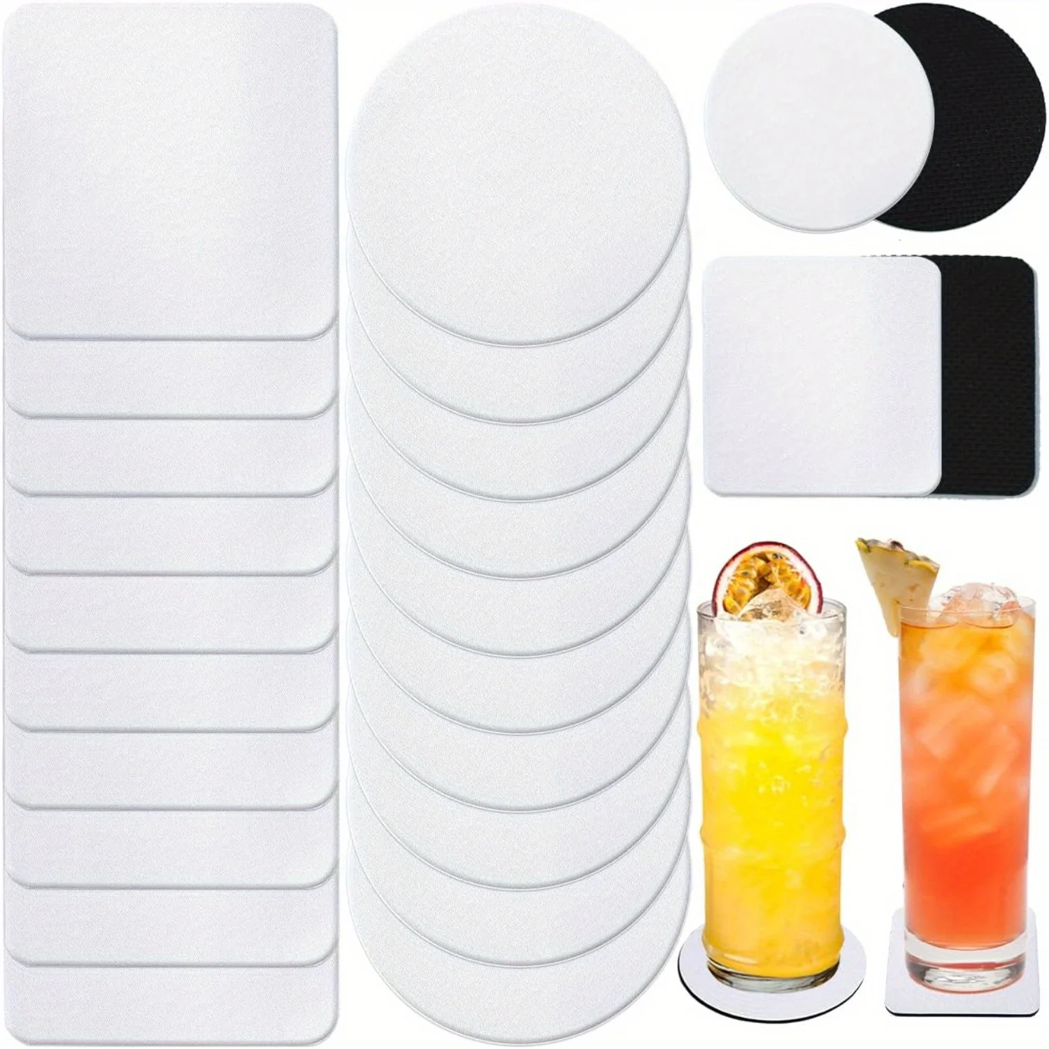 30/50 Pcs Square and Round Sub - Coaster Sublimation Blank 리뷰 및 가격