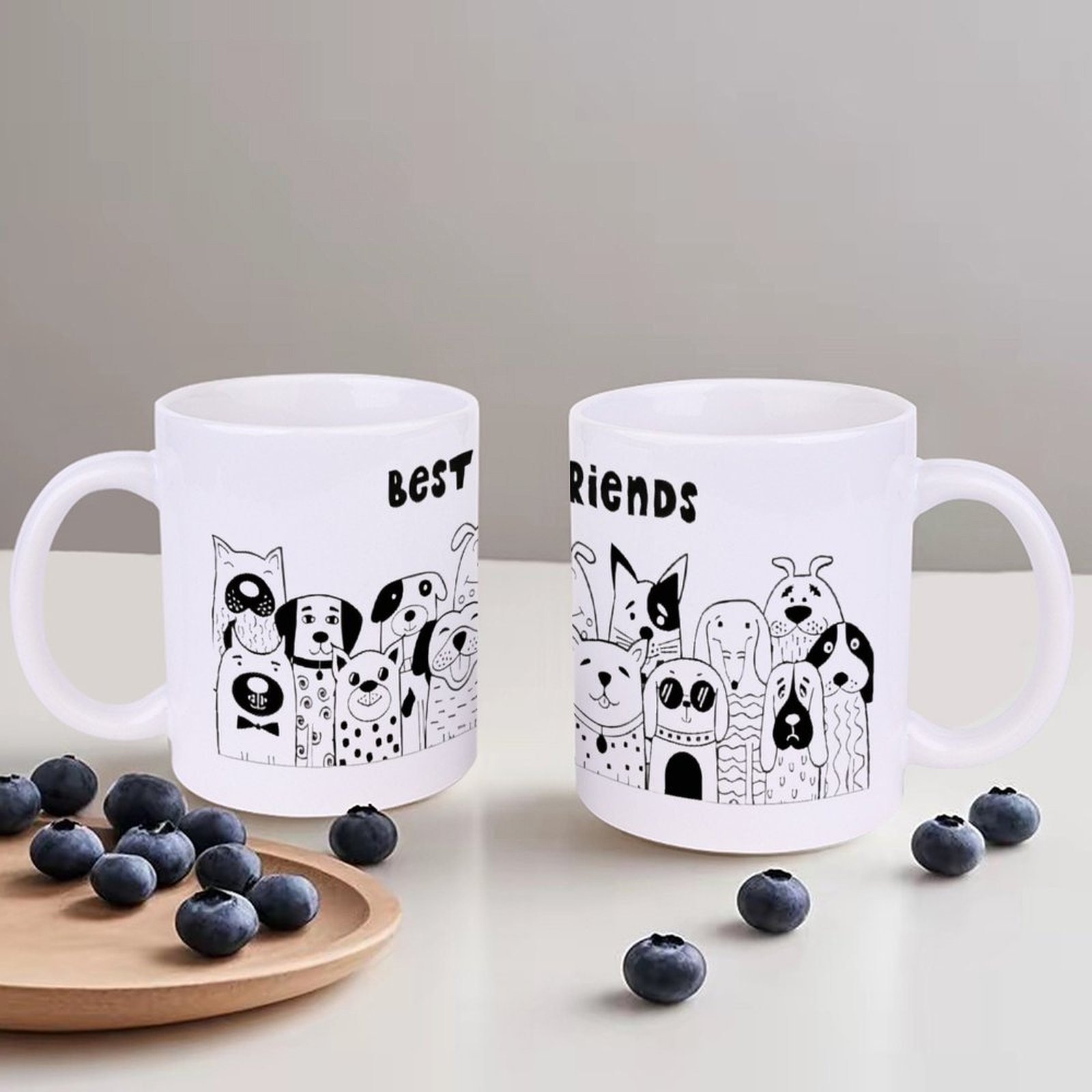 Illustration Of Dogs With The  - Sublimation Mug White 리뷰 및 가격