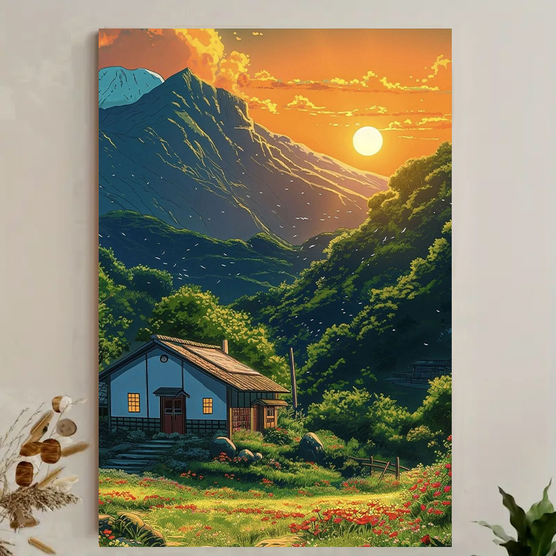 1pc Mountain Cabin Sunset Canv - Canvas Wrap Ready 리뷰 및 가격