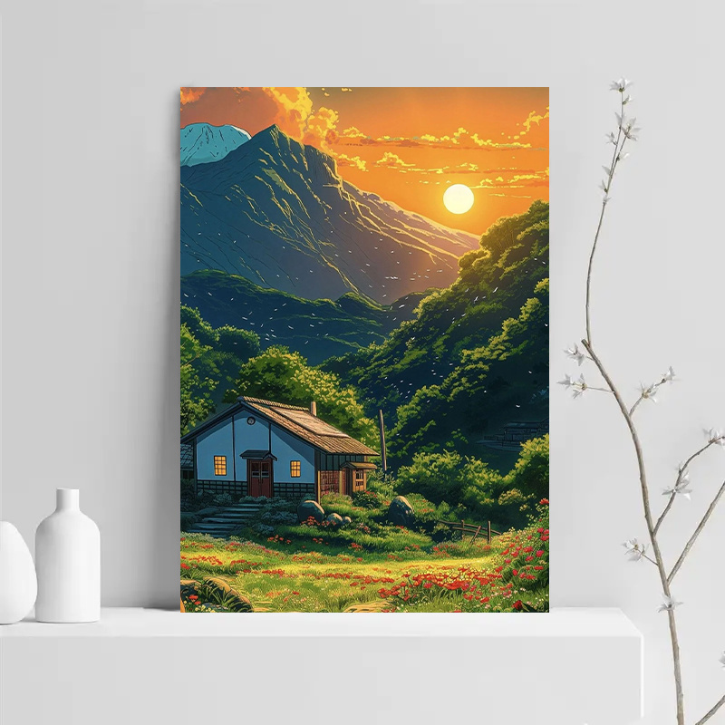 1pc Mountain Cabin Sunset Canv - Canvas Wrap Ready 리뷰 및 가격