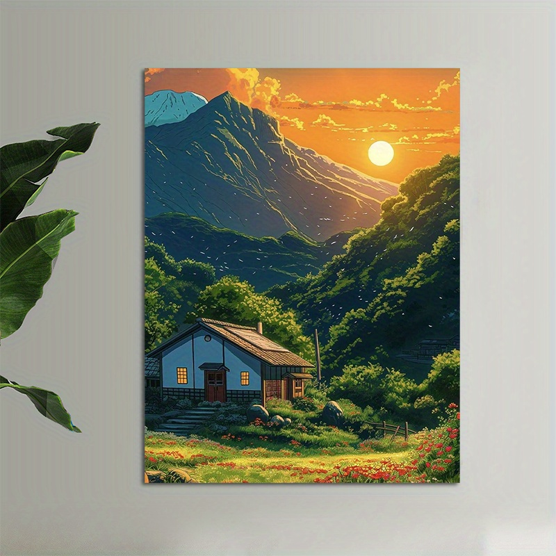 1pc Mountain Cabin Sunset Canv - Canvas Wrap Ready 리뷰 및 가격