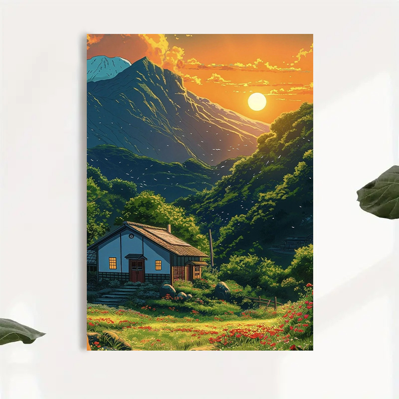 1pc Mountain Cabin Sunset Canv - Canvas Wrap Ready 리뷰 및 가격